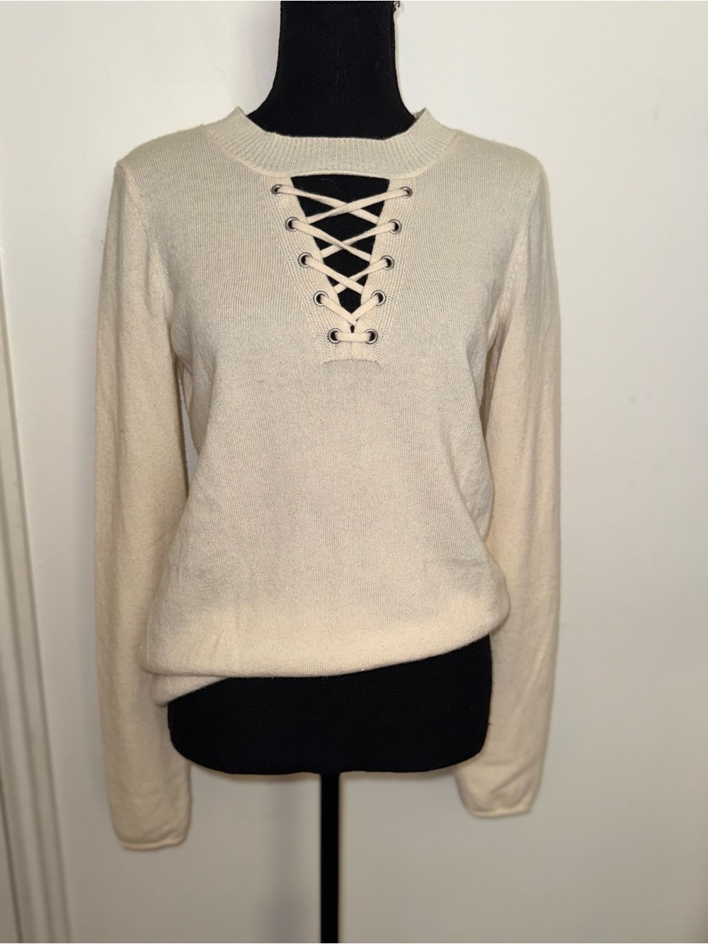 n:PHILANTHROPY Cream Lace-Up Knit Top